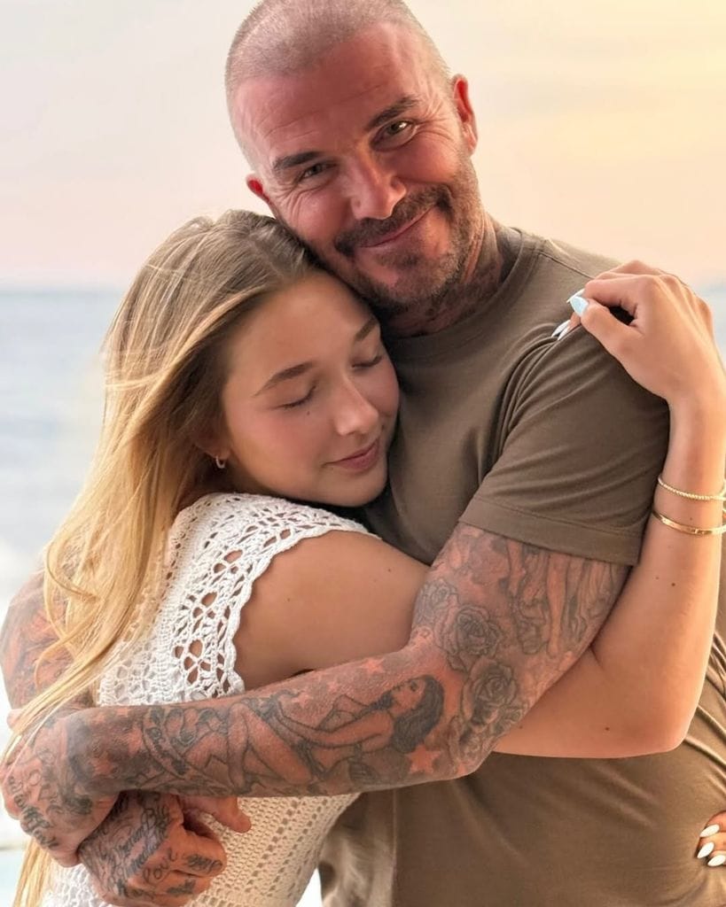 Harper con su papá durante sus vacaciones familiares, en Italia.