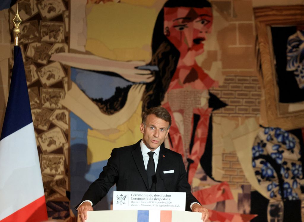 Emmanuel Macron durante el discurso ofrecido
