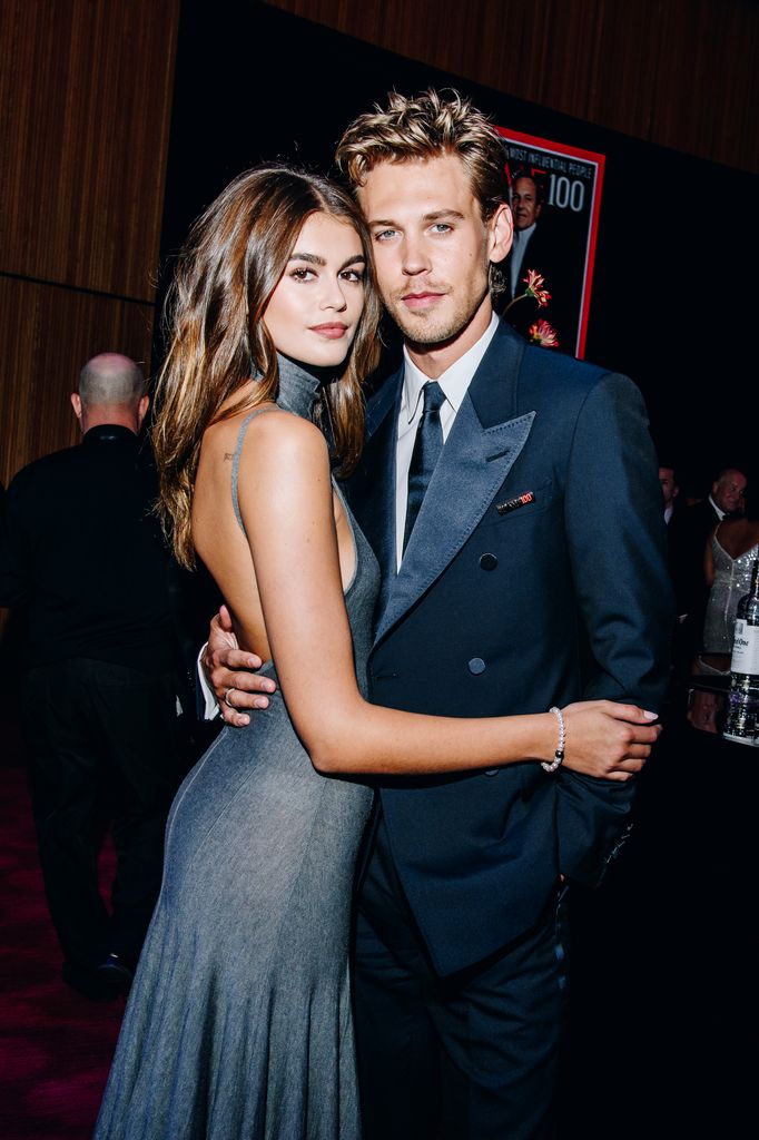 Kaia Gerber and Austin Butler at the TIME100 Gala held at Frederick P. Rose Hall on April 26, 2023 in New York City. (Photo by Nina Westervelt/Variety via Getty Images)