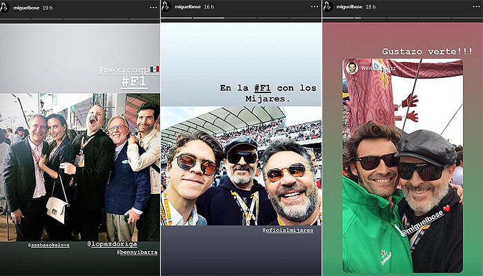 Miguel Bosé capea el temporal mediático en la Fórmula 1 de México