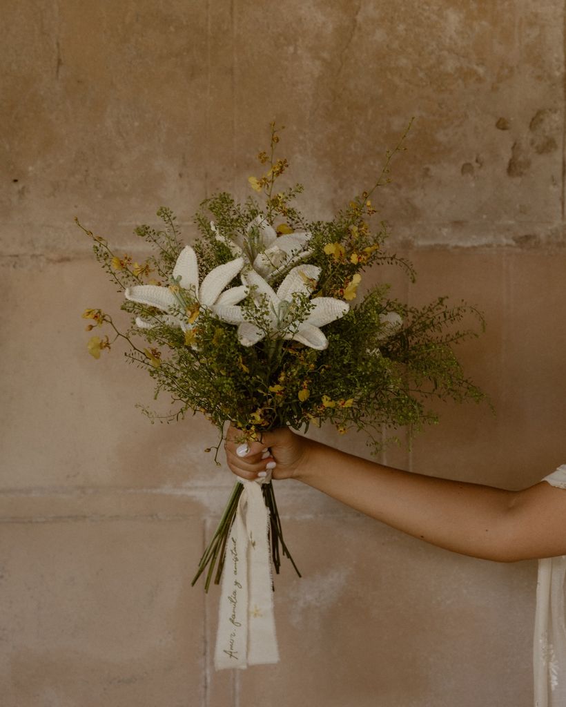 Ramos de novia blancos exóticos flores de crochet