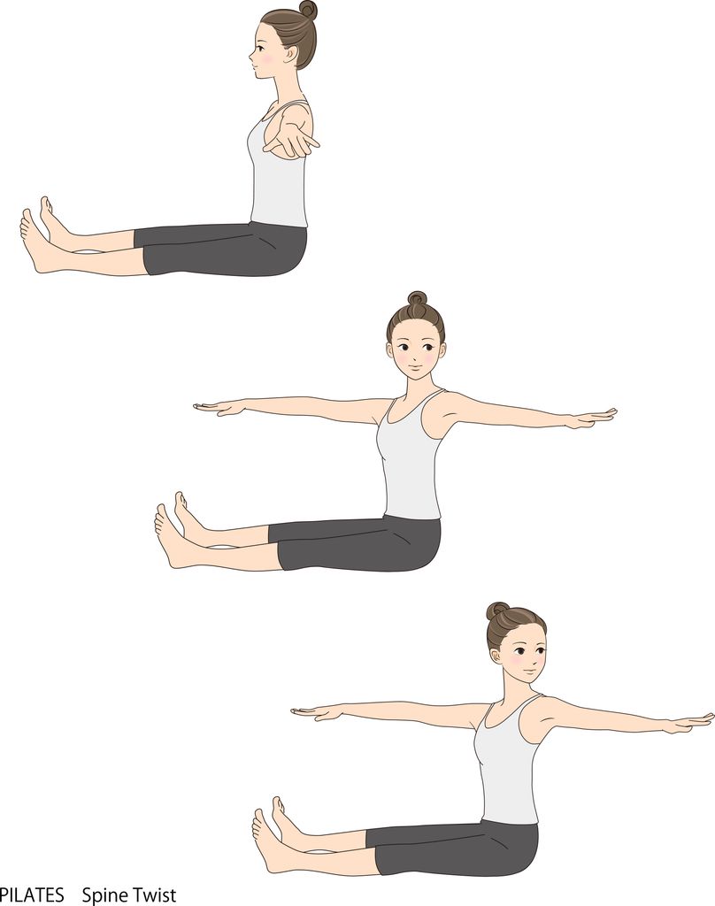 como hacer ejercicio spine twist de pilates paso a paso