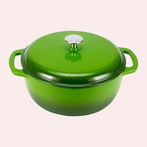 Amazon Basics 'Cocotte' Hierro Fundido Esmaltado Verde 6,9 Litros