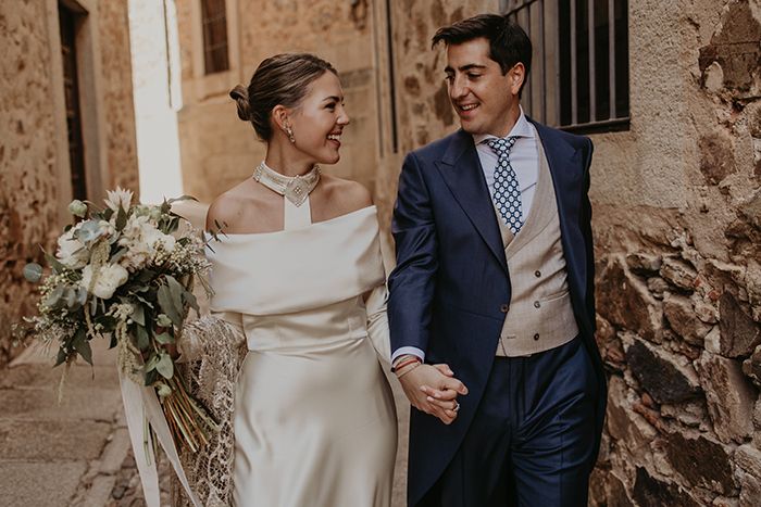 Look de novia con escote bardot