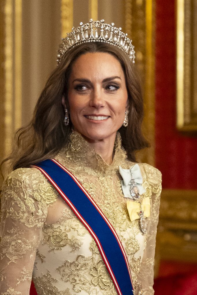 Kate Middleton, princesa de Gales, en el banquete de Estado en el Castillo de Windsor durante la visita del presidente de Estados Unidos.