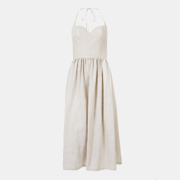 vestido lino beis