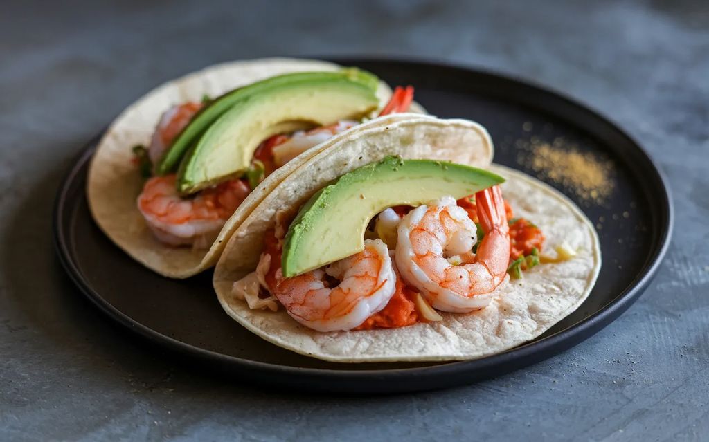 Aguacate y gambas