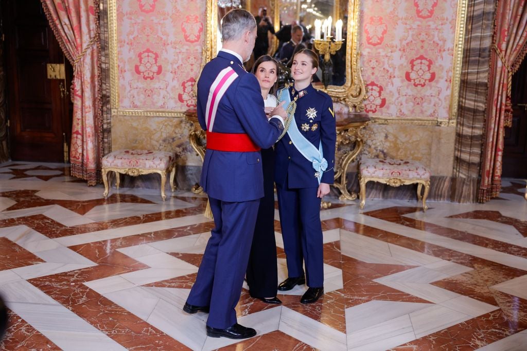 La familia real, durante la Pascua Militar de 2026