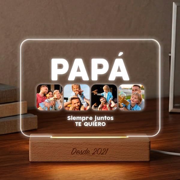 Lámpara Personalizada con Fotos Letras Blancas