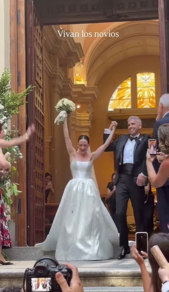 Elena Rivera vestida de novia en su boda en Madrid con David Redondo, 2026.