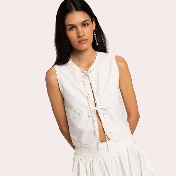 Top con Cierre de Lazada de Mujer Blanco The-Are