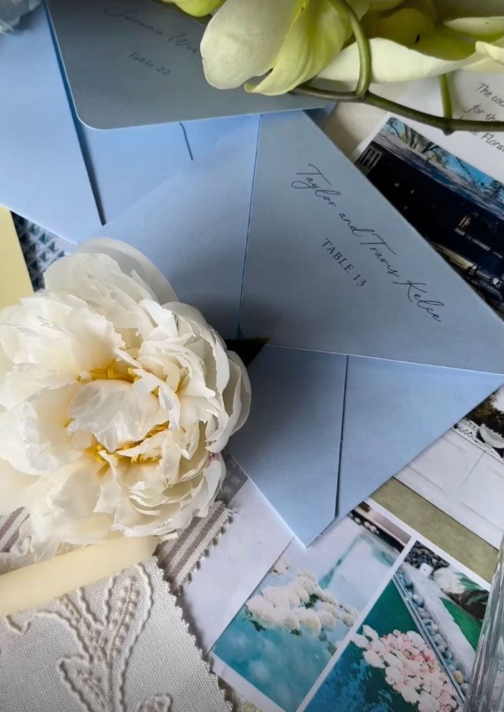 Esta fue la foto de las invitaciones a las que Travis y Taylor fueron invitados, donde se lee Travis y Taylor Kelce.