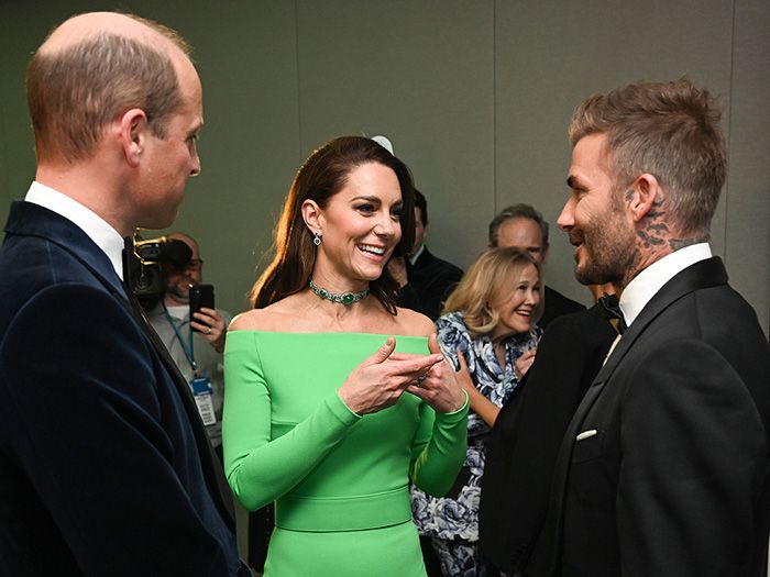 Los Príncipes de Gales con David Beckham 