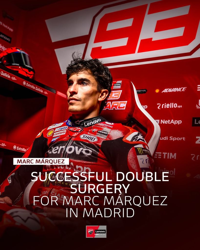 Marc Márquez se recupera de su doble operación tras su accidente en Le Mans