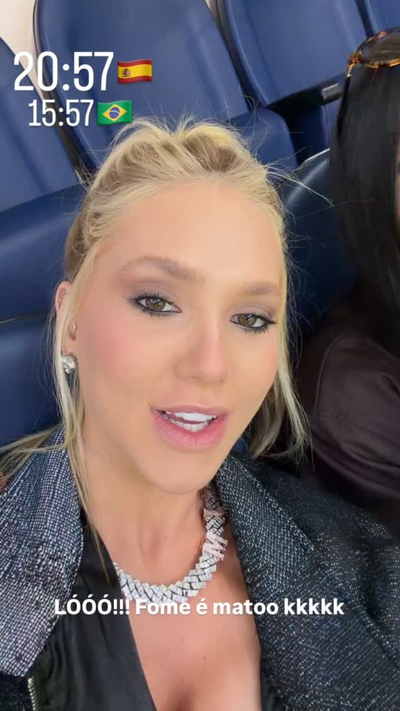 Virginia en el palco del Bernabéu durante el partido ante el Oviedo