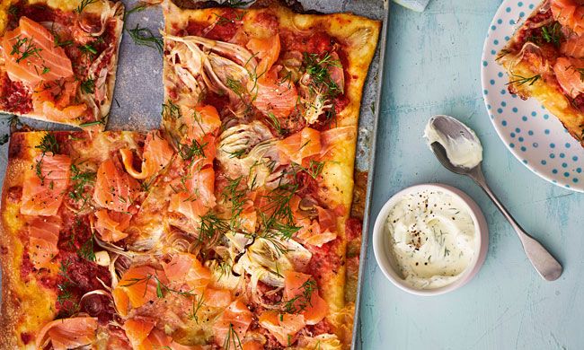 Pizza de salmón ahumado