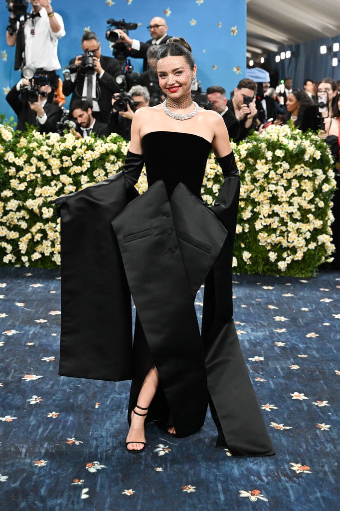 Miranda Kerr at The 2025 Met Gala Celebrating "Superfine: Tailoring Black Style" held at the Metropolitan Museum of Art on May 05, 2025 in New York, New York. (Photo by Gilbert Flores/Variety via Getty Images)