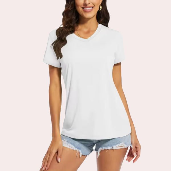 TACVASEN UPF 50+ Camisetas de verano de manga corta con cuello en V