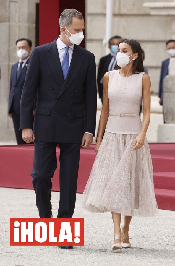 Doña Letizia en el recibimiento al presidente de Corea del Sur 