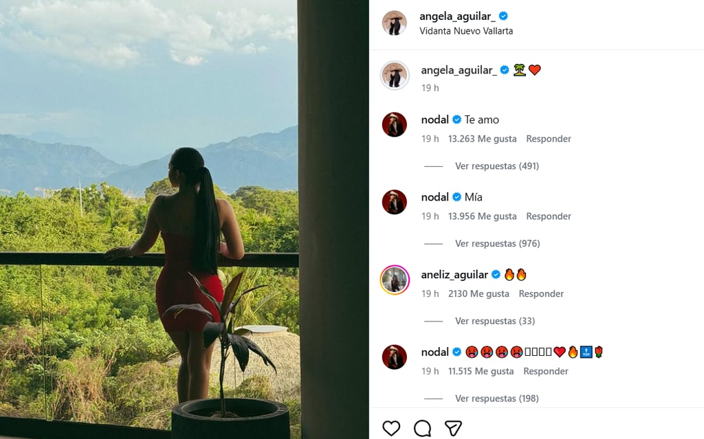 Nodal reaccionó con halagos a la publicación de su esposa Ángela.