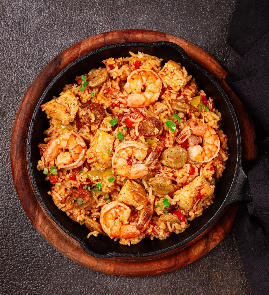 Jambalaya, plato típico de Estados Unidos. 