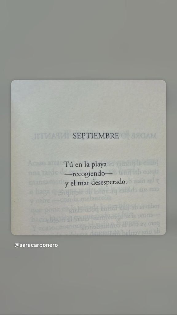 Poema 'Septiembre' publicado por Sara Carbonero