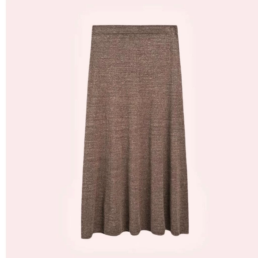 Falda larga marrón de Massimo Dutti