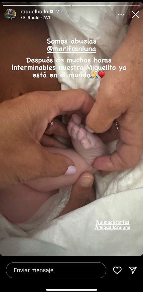 Raquel Bollo anuncia que su tercer nieto, el segundo hijo de Alma Cortés, ya ha nacido