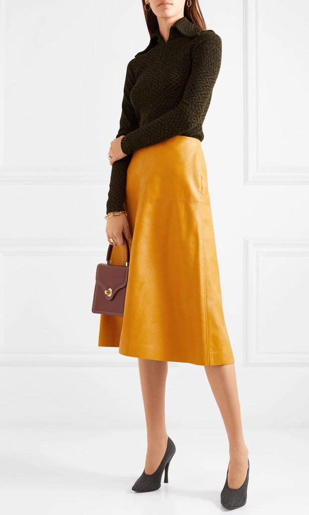 faux leather midi skirten color amarillo de stella mccartney