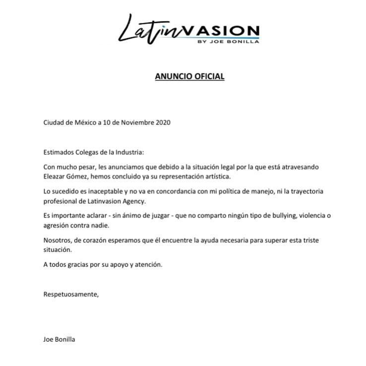 Comunicado Eleazar Gómez