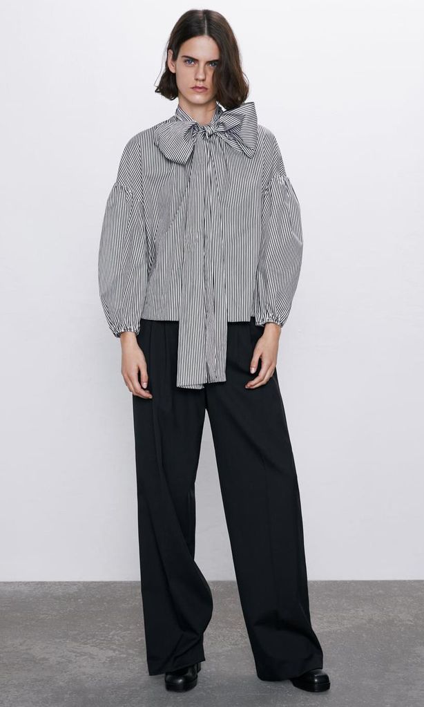 striped bow blouse de zara