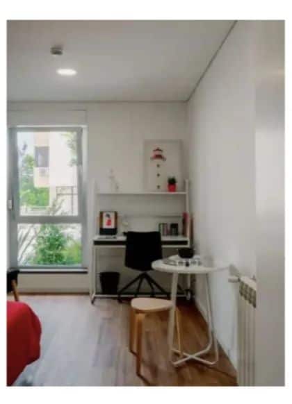 Una de las habitaciones de la residencia de estudiantes de Benfica