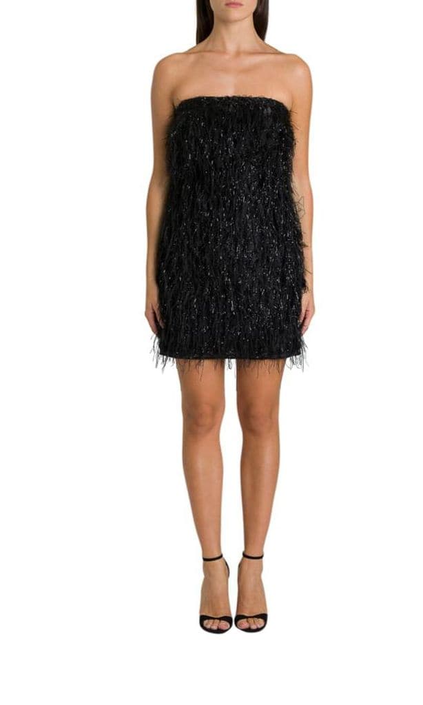 faux feather sheath dress de federica tosi