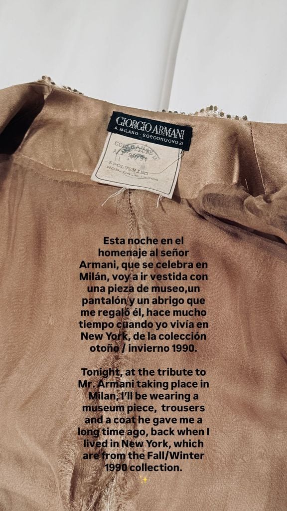 La historia del look de Eugenia Silva en el adiós a Giorgio Armani