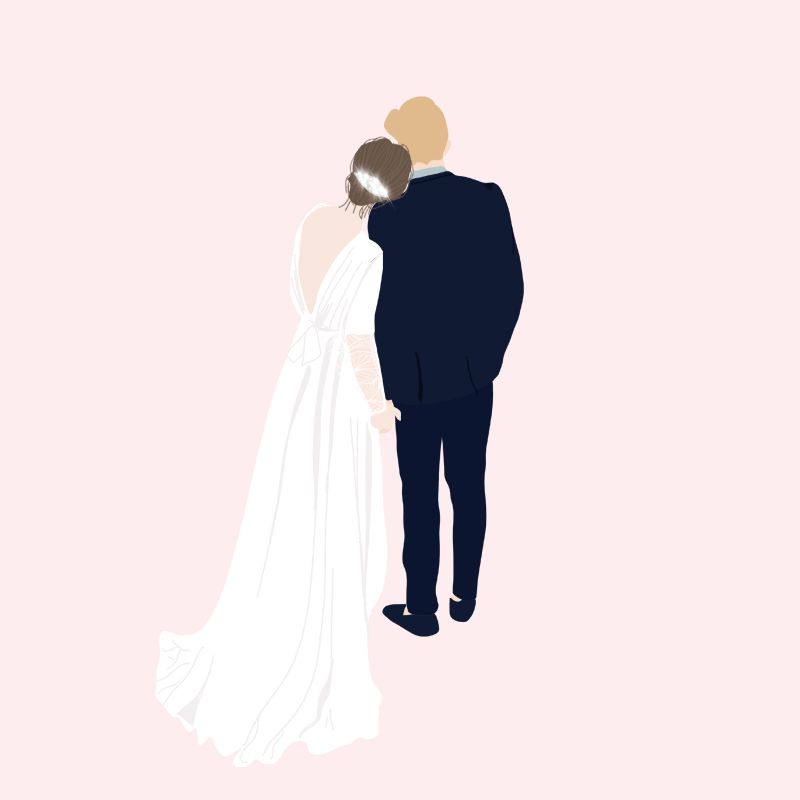 Diseñar el vestido de novia y el traje de novio