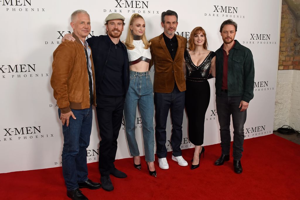 Hutch Parker, Michael Fassbender, Sophie Turner, Simon Kinberg, Jessica Chastain y James McAvoy 