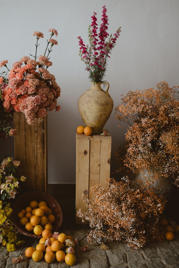 Decoración de boda en naranja