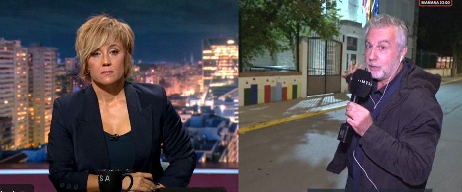 Cristina Pardo y Carlos Alsina, durante la conexión en directo de 'La mesa'