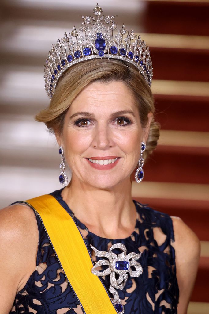La reina Máxima de Holanda con la tiara de zafiros.