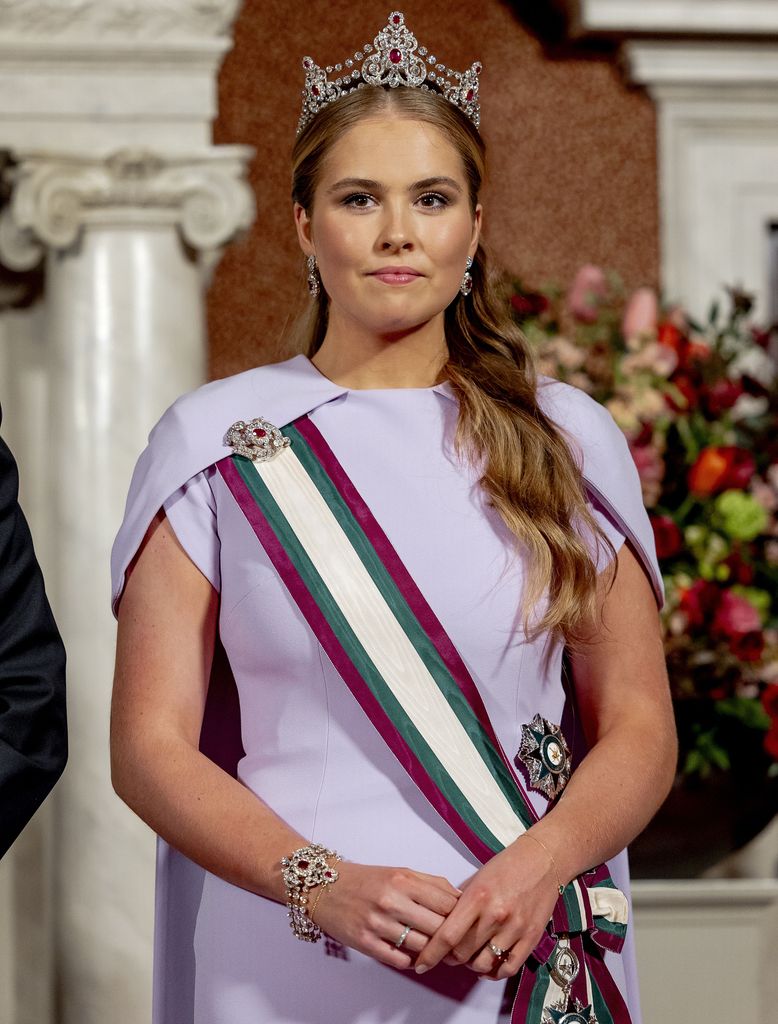 Mandatory Credit: Photo by Hollandse Hoogte/Shutterstock (15254550ag) AMSTERDAM - Princess Amalia prior to the state banquet at the Royal Palace. The Omani sultan is making a two-day state visit to the Netherlands. Omani Sultan on State Visit to the Netherlands, Day 1, Amsterdam - 15 Apr 2025 *** Local Caption *** .