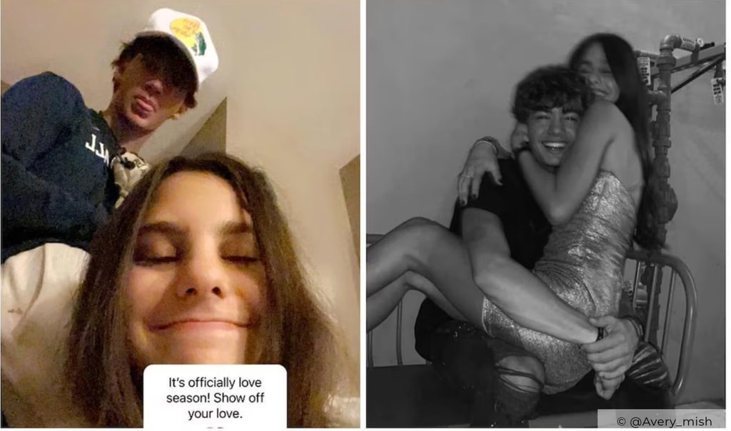 Christoher junto a su primera novia, Avery Mish, que se le conoció de manera pública y por primera vez en 2022