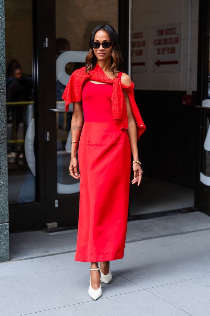 Zoe Saldana en las calles de SoHo en Nueva York.