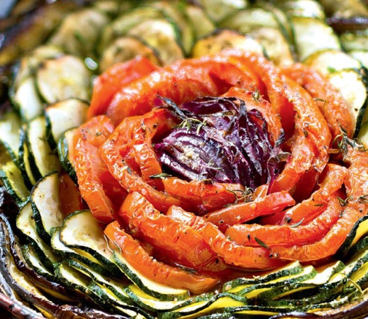 Rosetón de verduras asadas