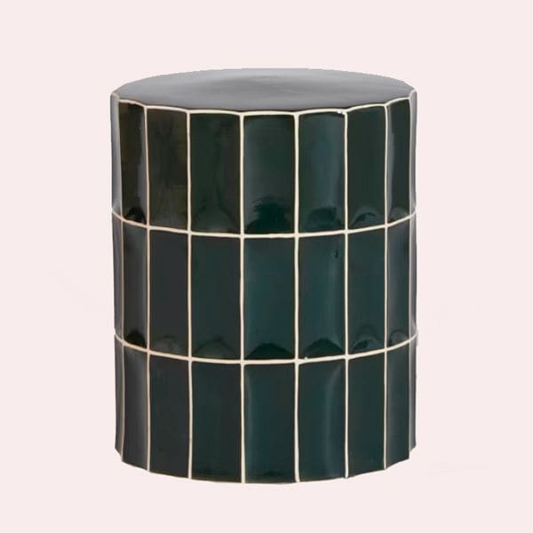 Madeleine - Mesa auxiliar de cerámica con efecto azulejo verde