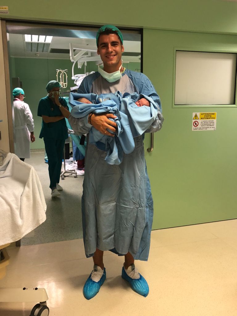 Morata el día que nacieron sus hijos mayores