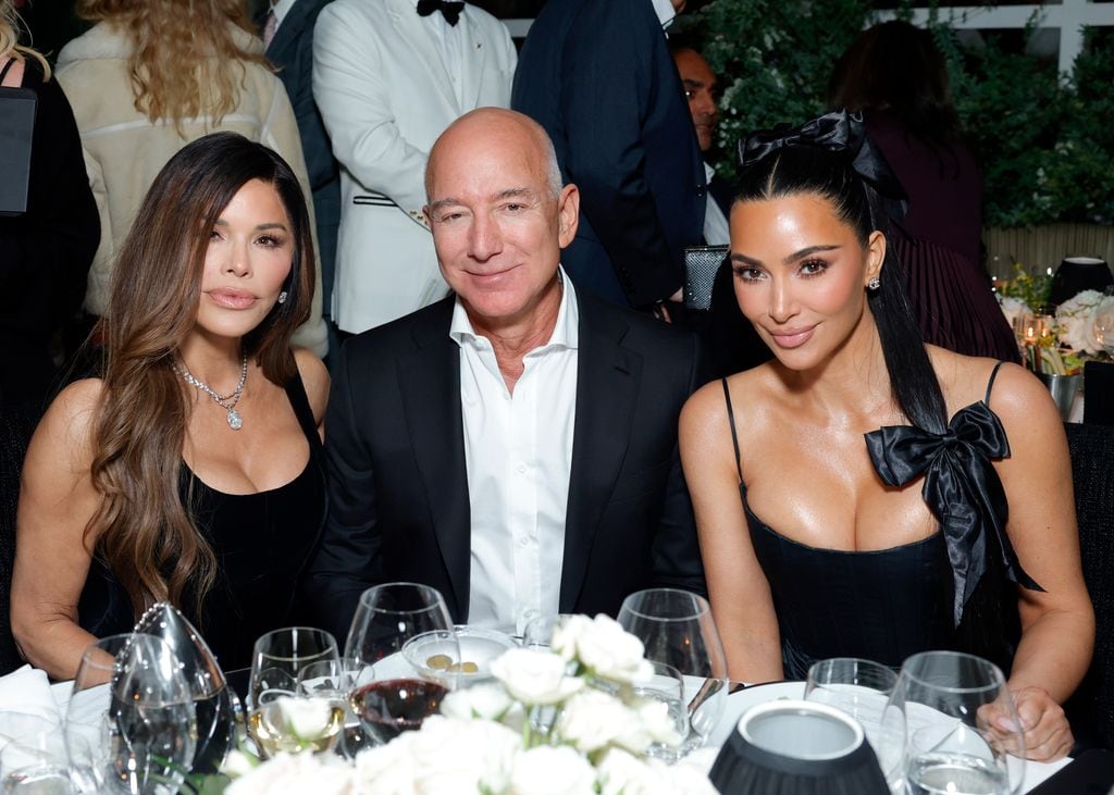 Lauren Sánchez, Jeff Bezos y Kim Kardashian.