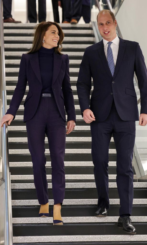 the royal couple both wore suits for their arrival 