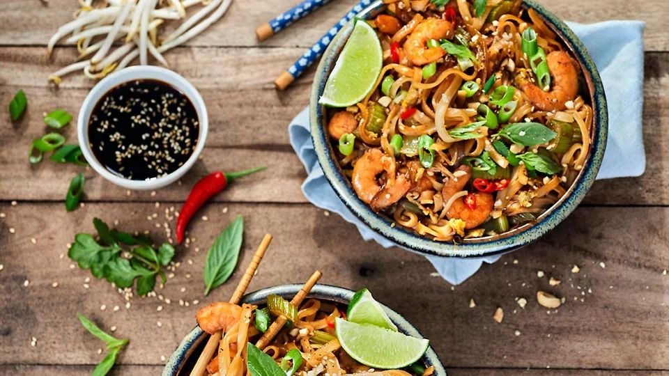 'Pad thai' de langostinos
