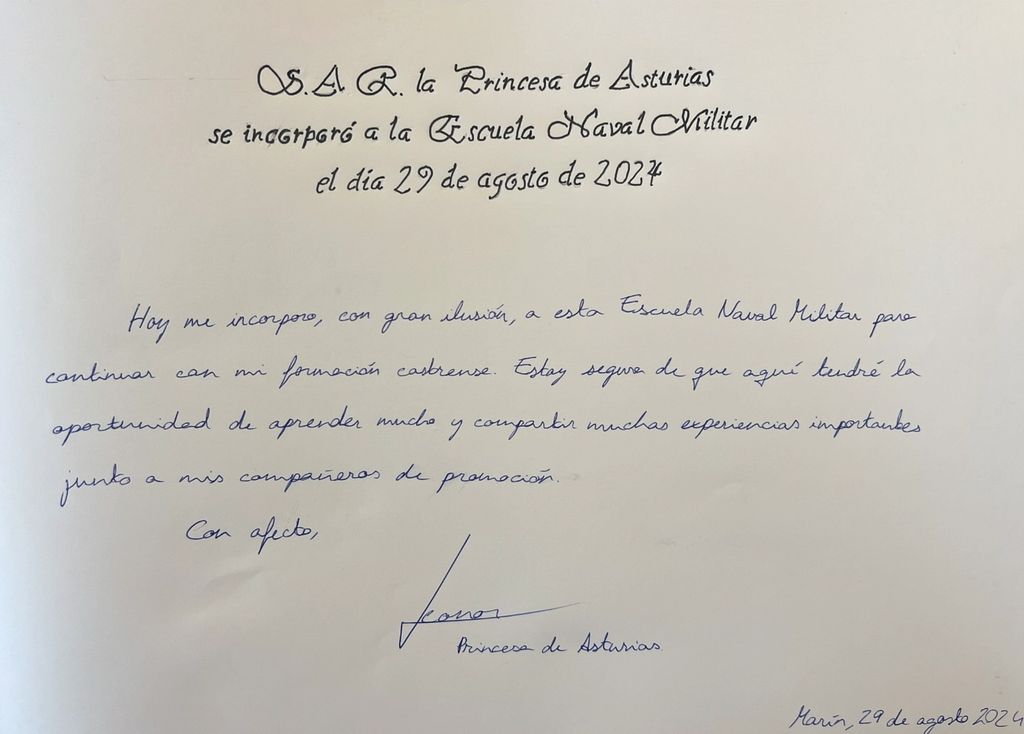 La princesa Leonor expresó su entusiasmo por ingresa a la Escuela Naval Militar de Marín.