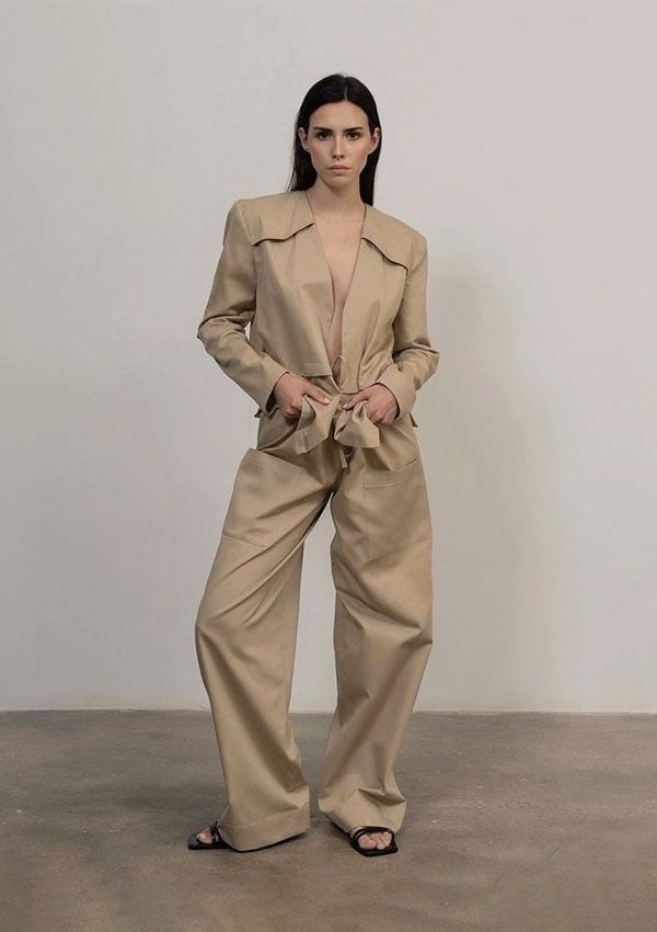 Leneim traje de chaqueta beis